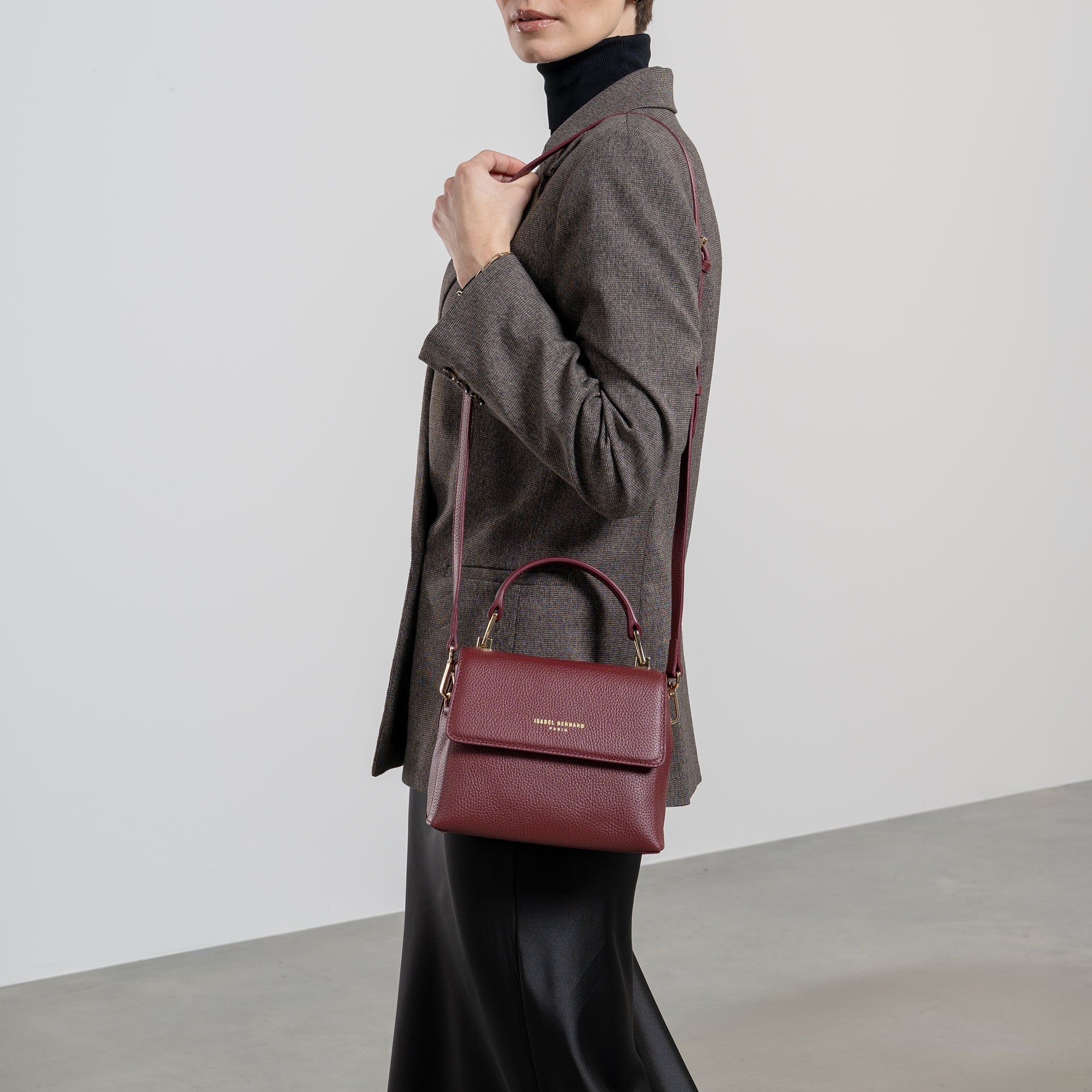 Femme Forte Heline bordeaux red calfskin leather handbag