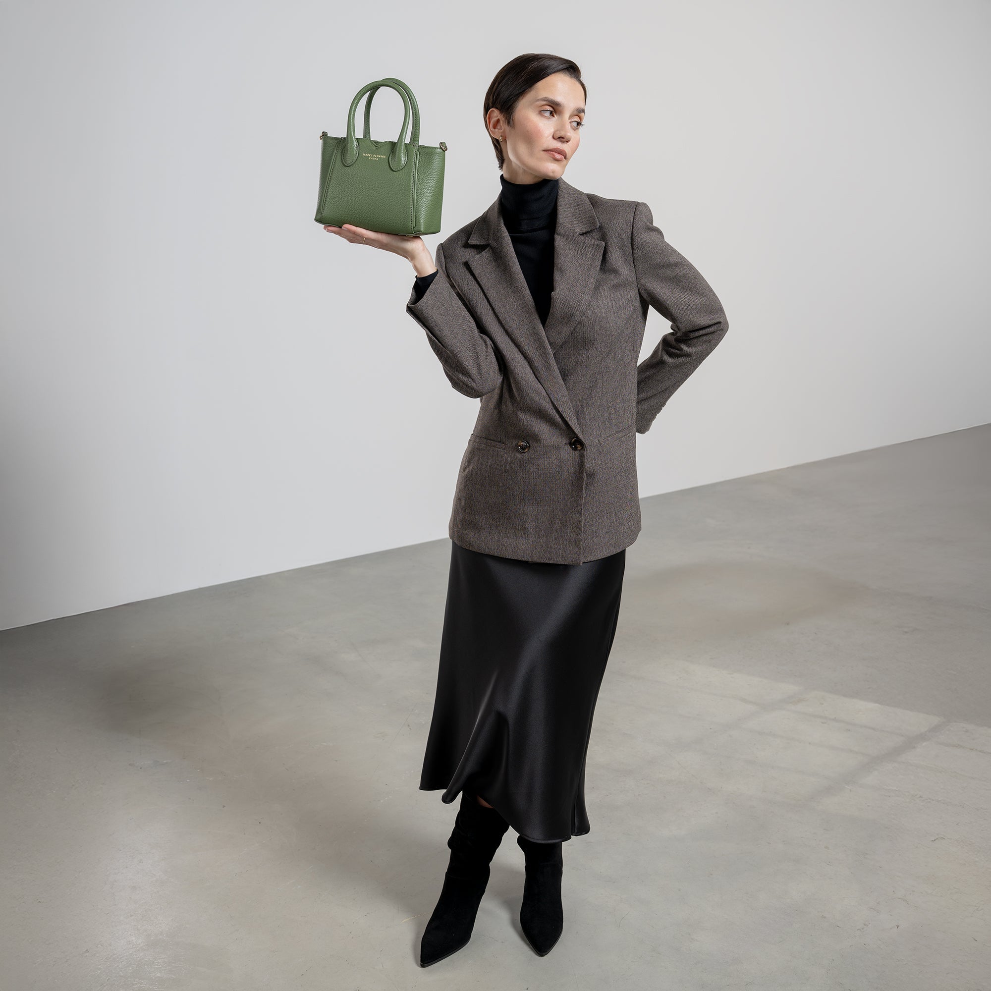 Honoré Cloe Mini green calfskin leather handbag