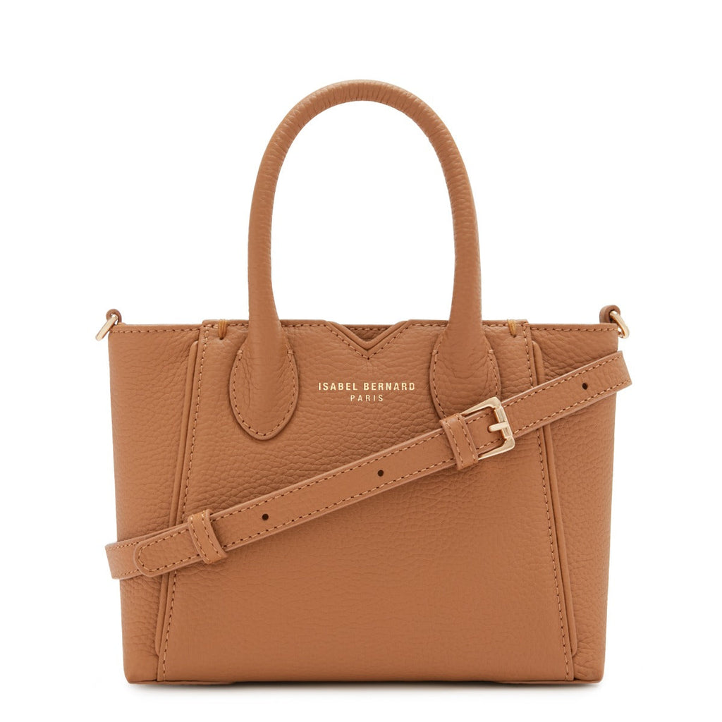 Cadeau d'Isabel camel calfskin leather handbag and cardholder set