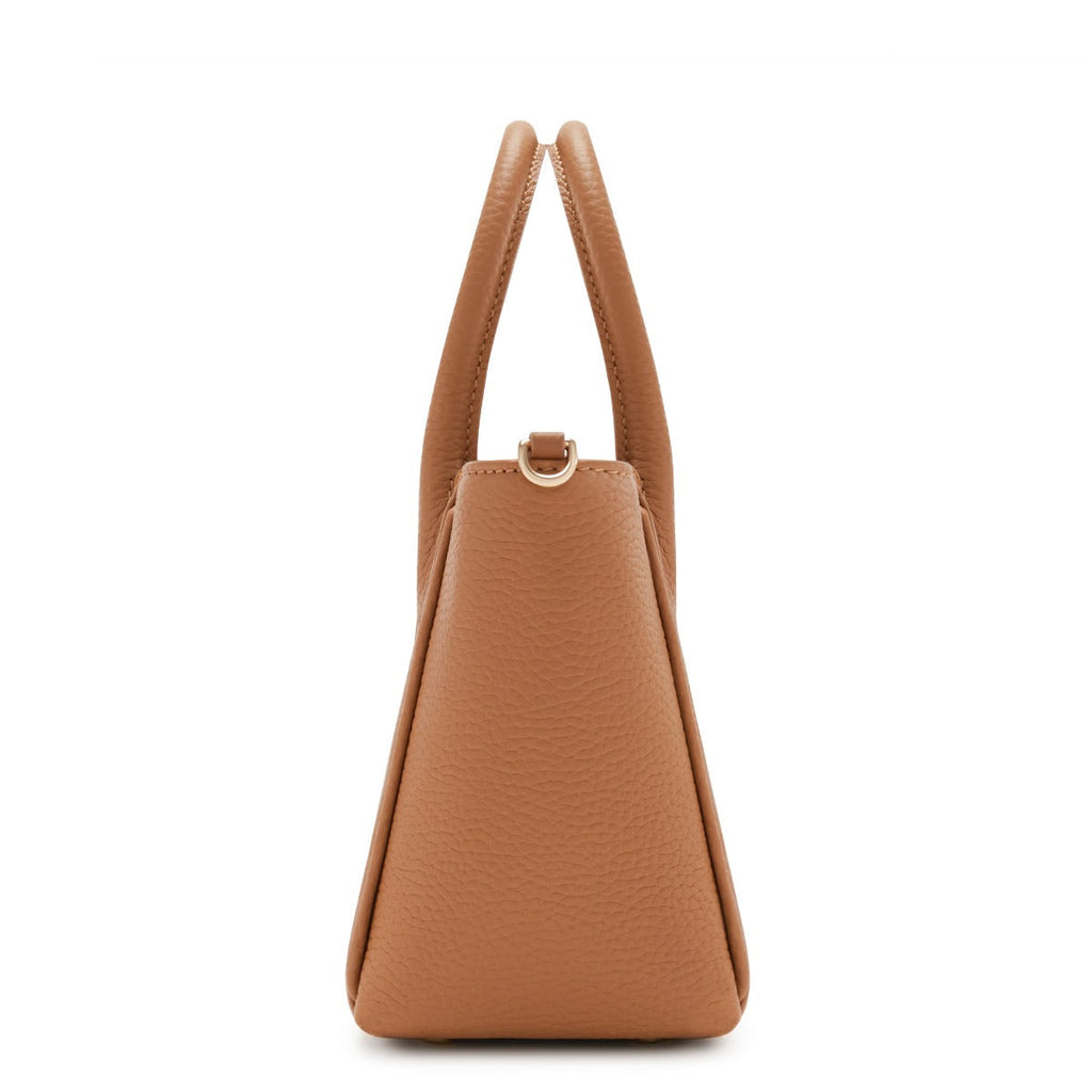 Cadeau d'Isabel camel calfskin leather handbag and cardholder set