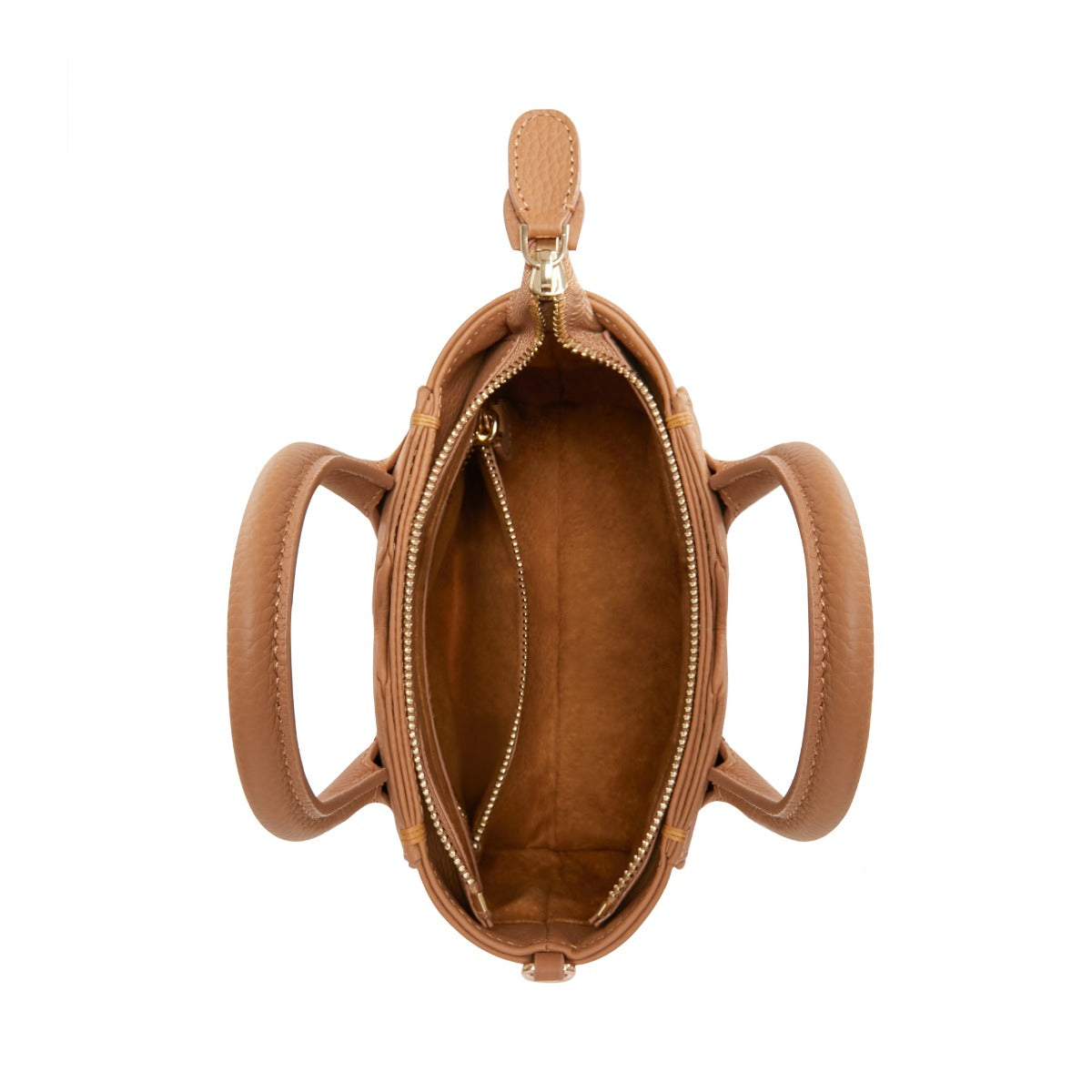 Cadeau d'Isabel camel calfskin leather handbag and cardholder set