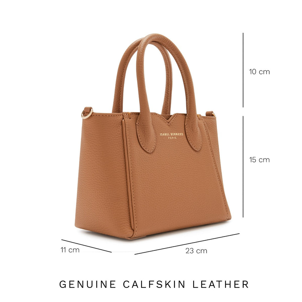 Cadeau d'Isabel camel calfskin leather handbag and cardholder set