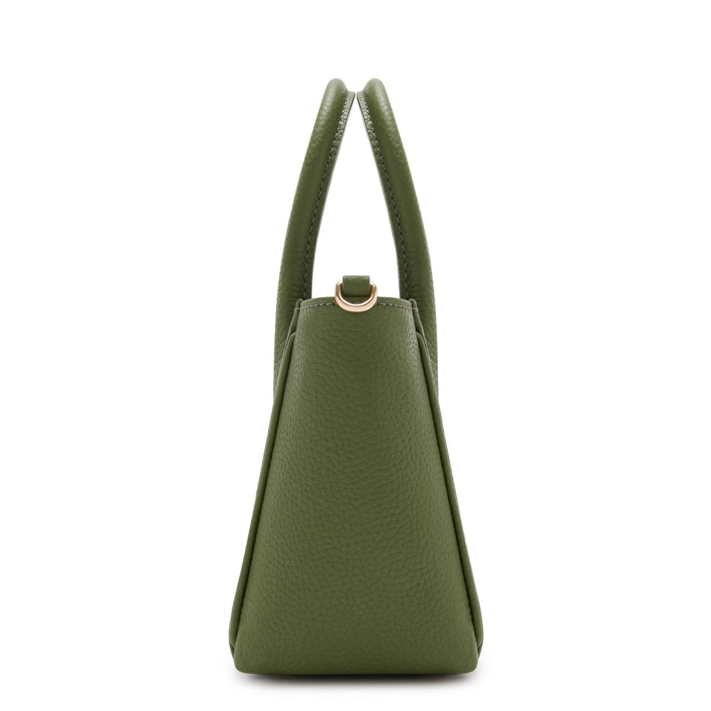 Cadeau d'Isabel green calfskin leather handbag and wallet set