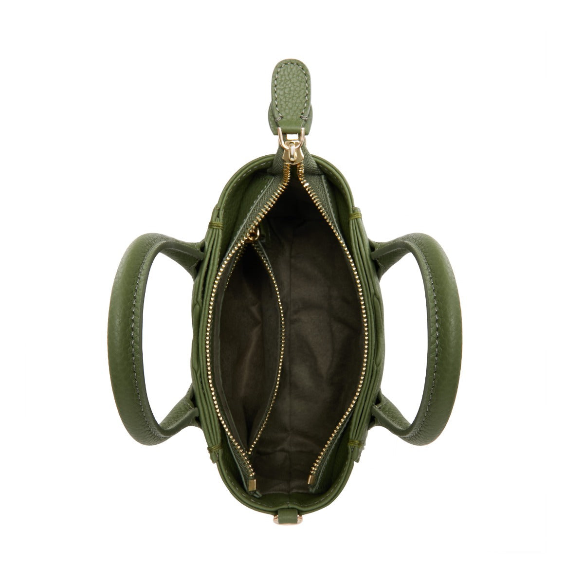 Cadeau d'Isabel green calfskin leather handbag and wallet set