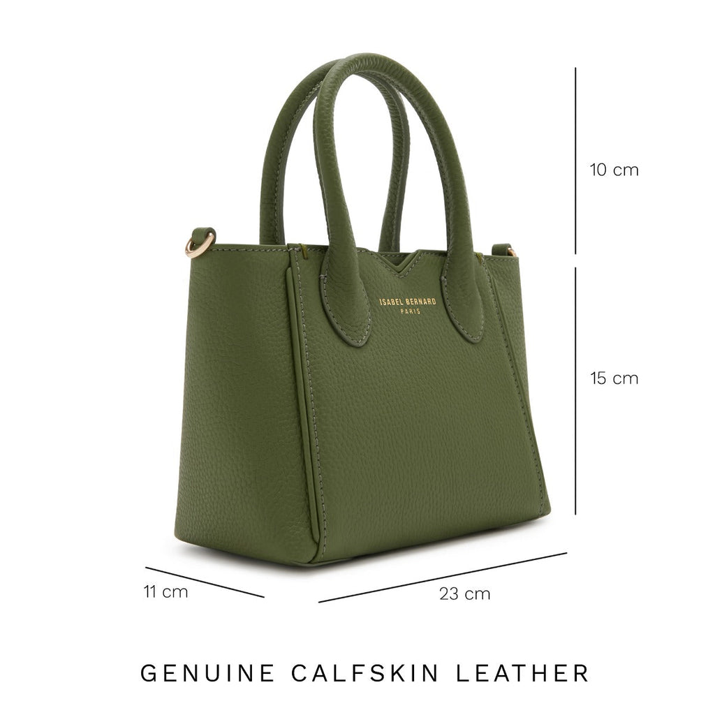 Cadeau d'Isabel green calfskin leather handbag and wallet set