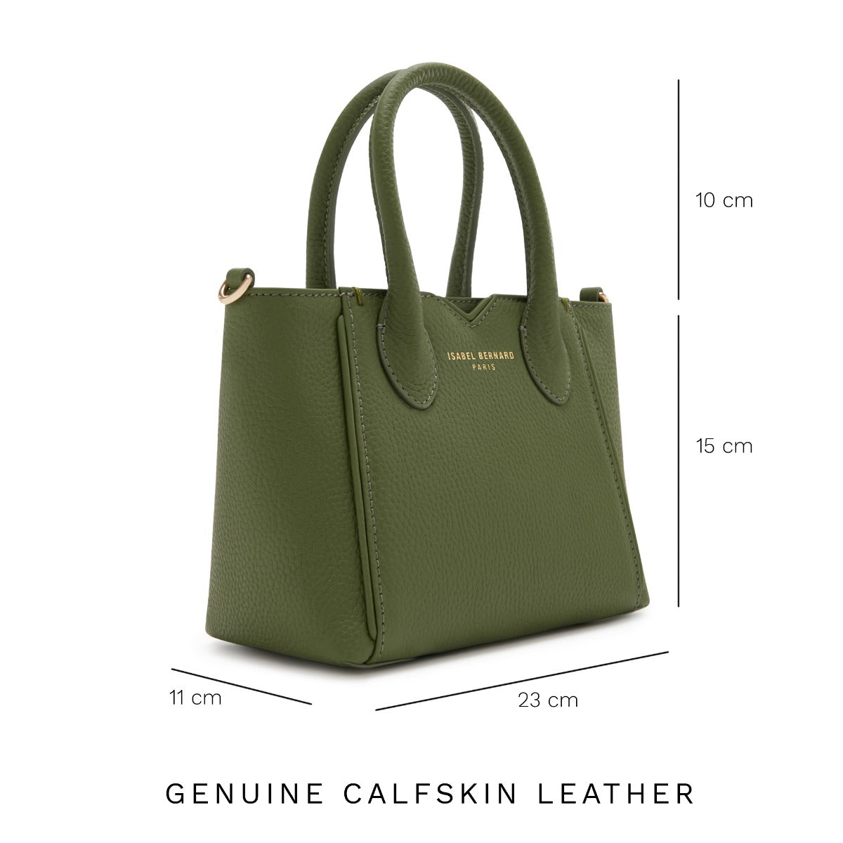 Cadeau d'Isabel green calfskin leather handbag and wallet set