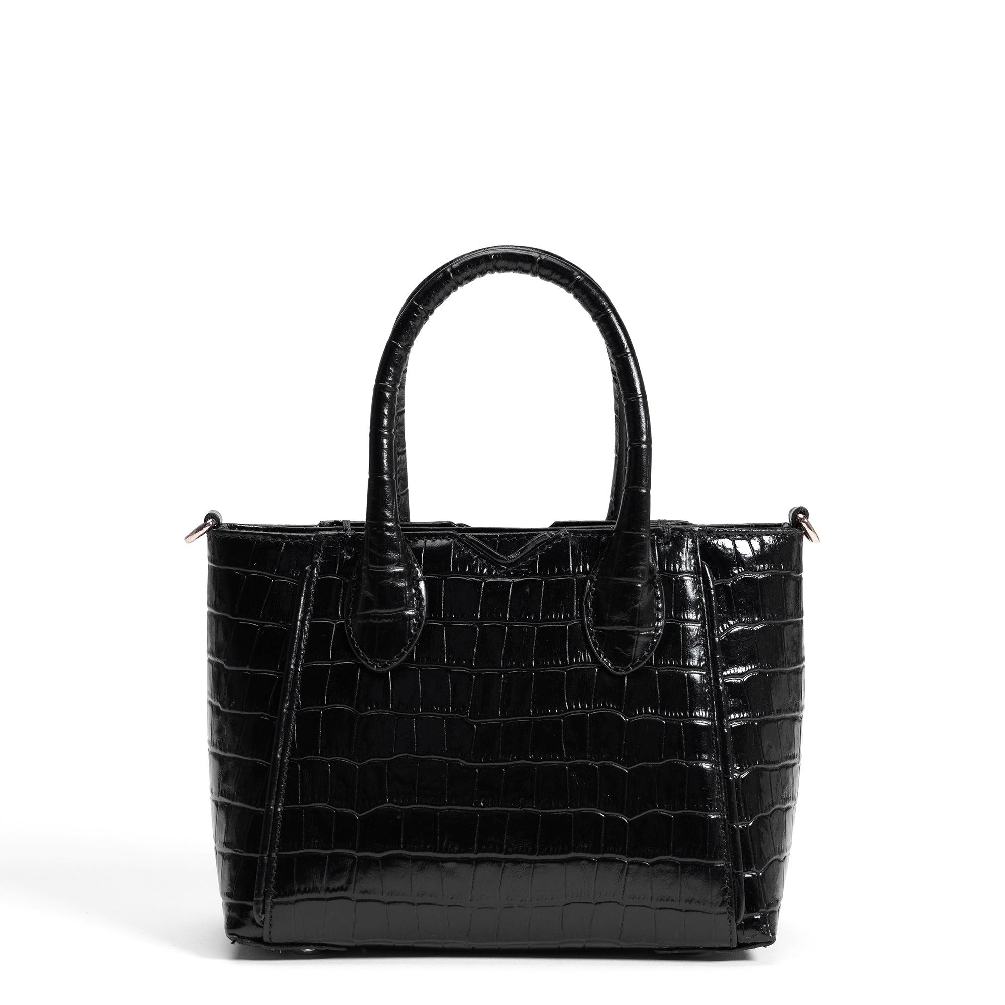 Honoré Cloe Mini croco black calfskin leather handbag