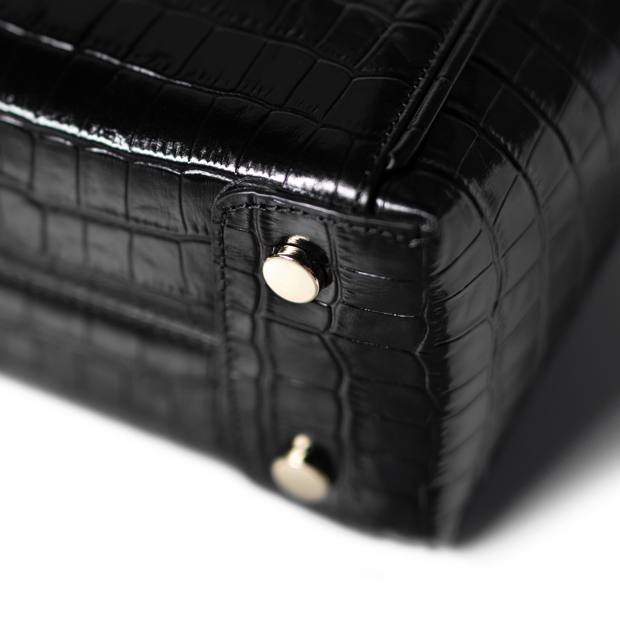 Honoré Cloe Mini croco black calfskin leather handbag