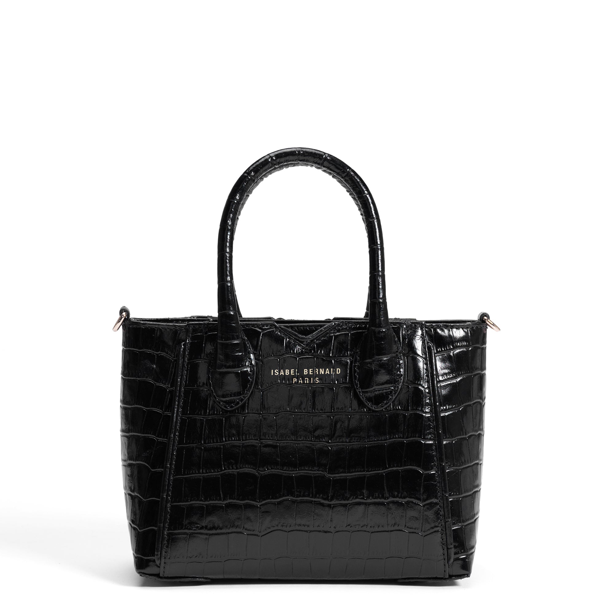 Honoré Cloe Mini croco black calfskin leather handbag