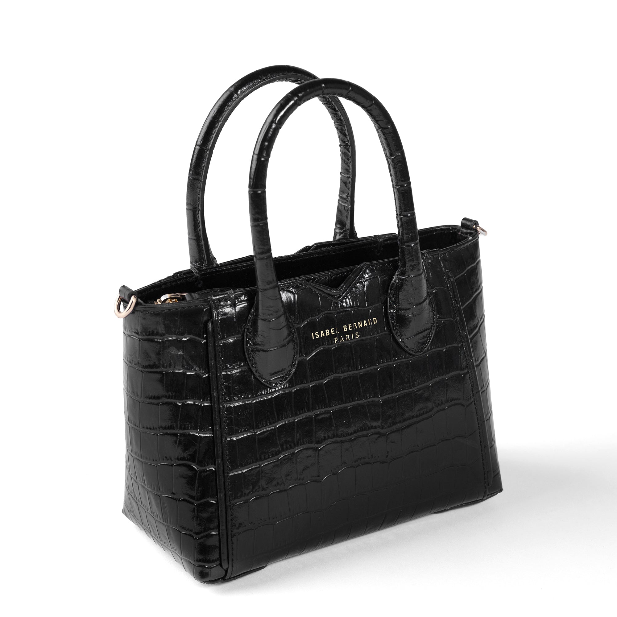 Honoré Cloe Mini croco black calfskin leather handbag