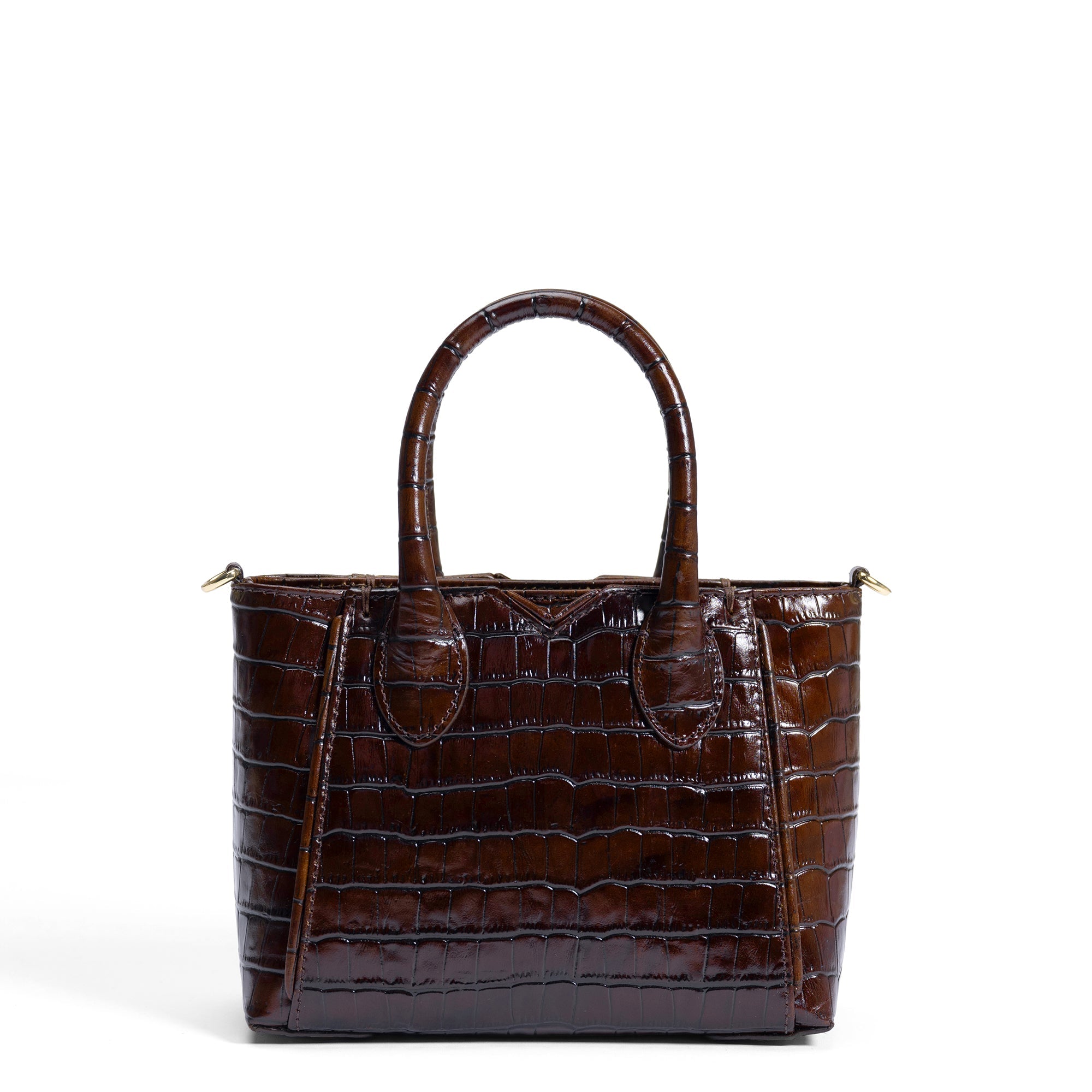 Honoré Cloe Mini croco brown calfskin leather handbag