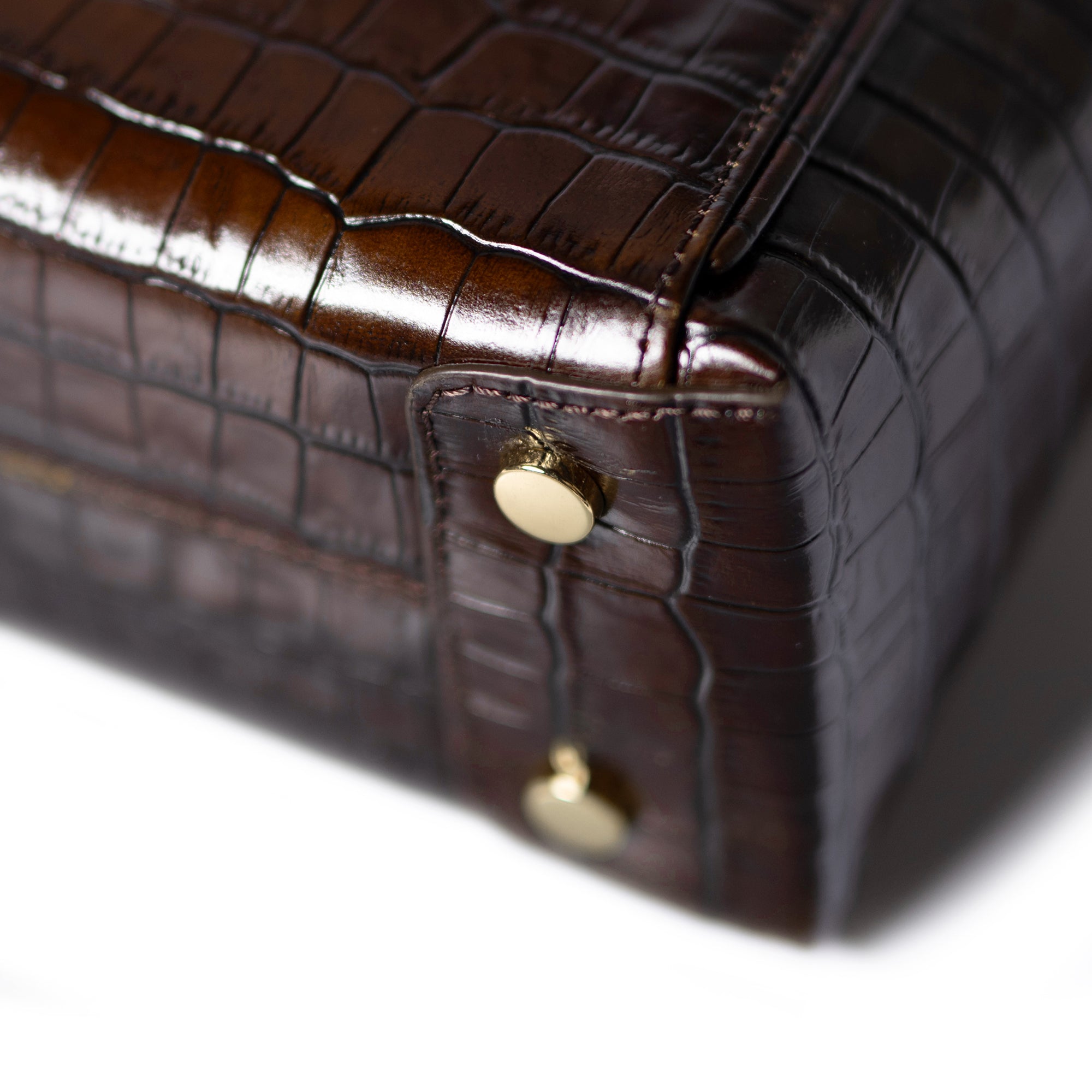 Honoré Cloe Mini croco brown calfskin leather handbag