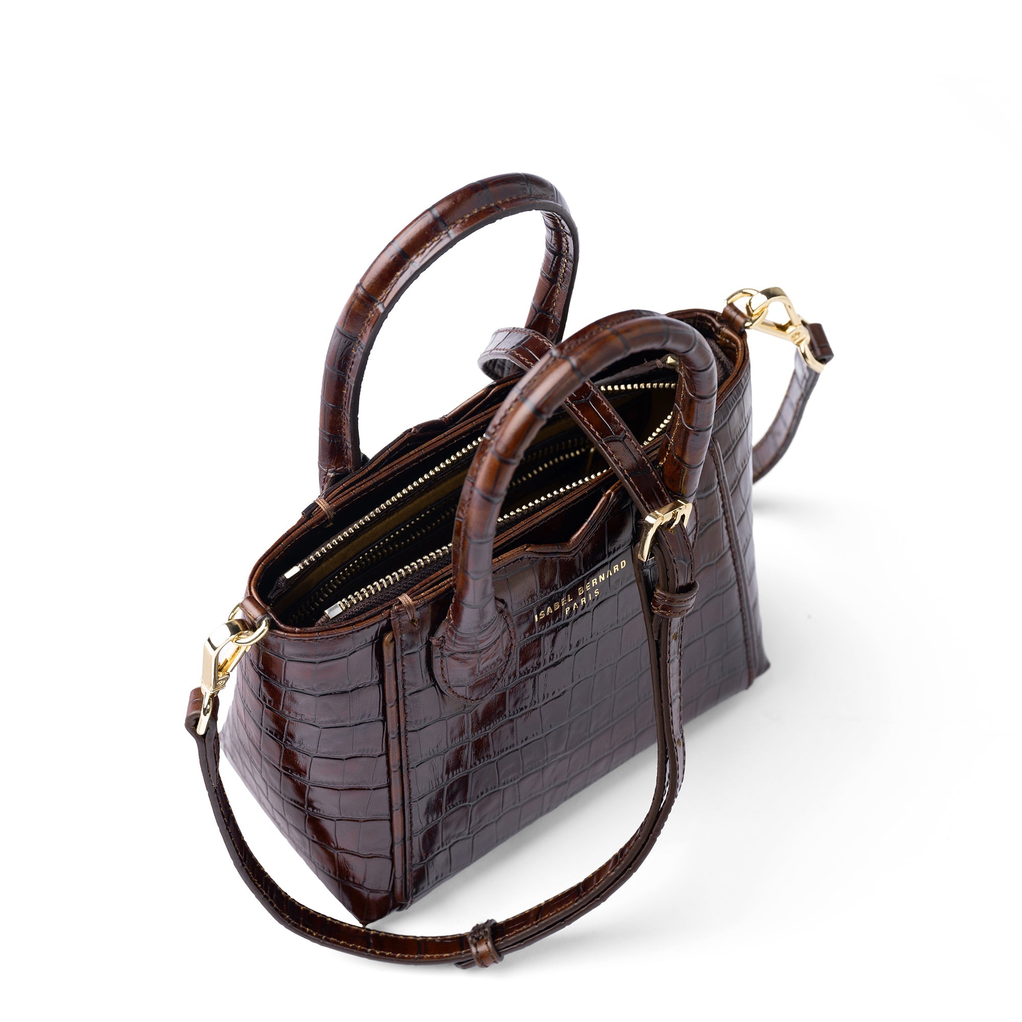 Honoré Cloe Mini croco brown calfskin leather handbag