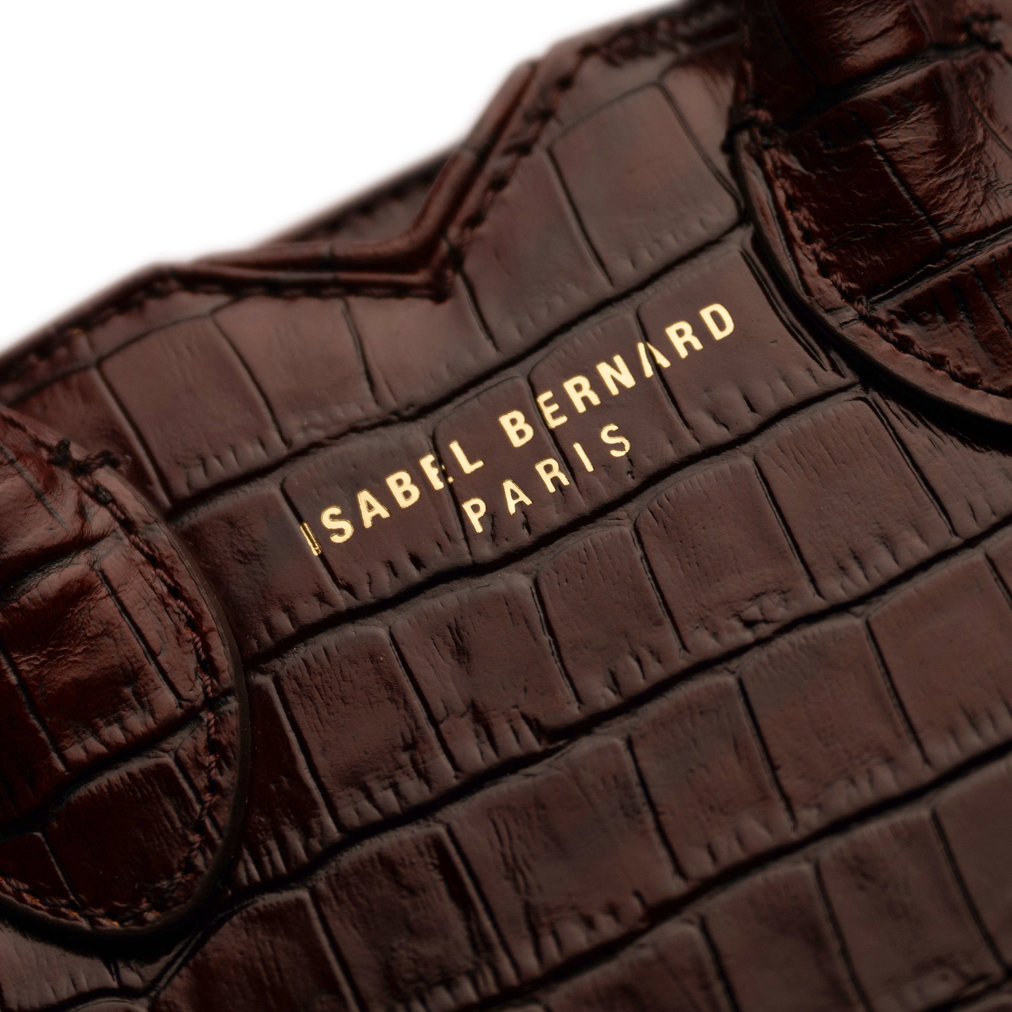 Honoré Cloe Mini croco brown calfskin leather handbag