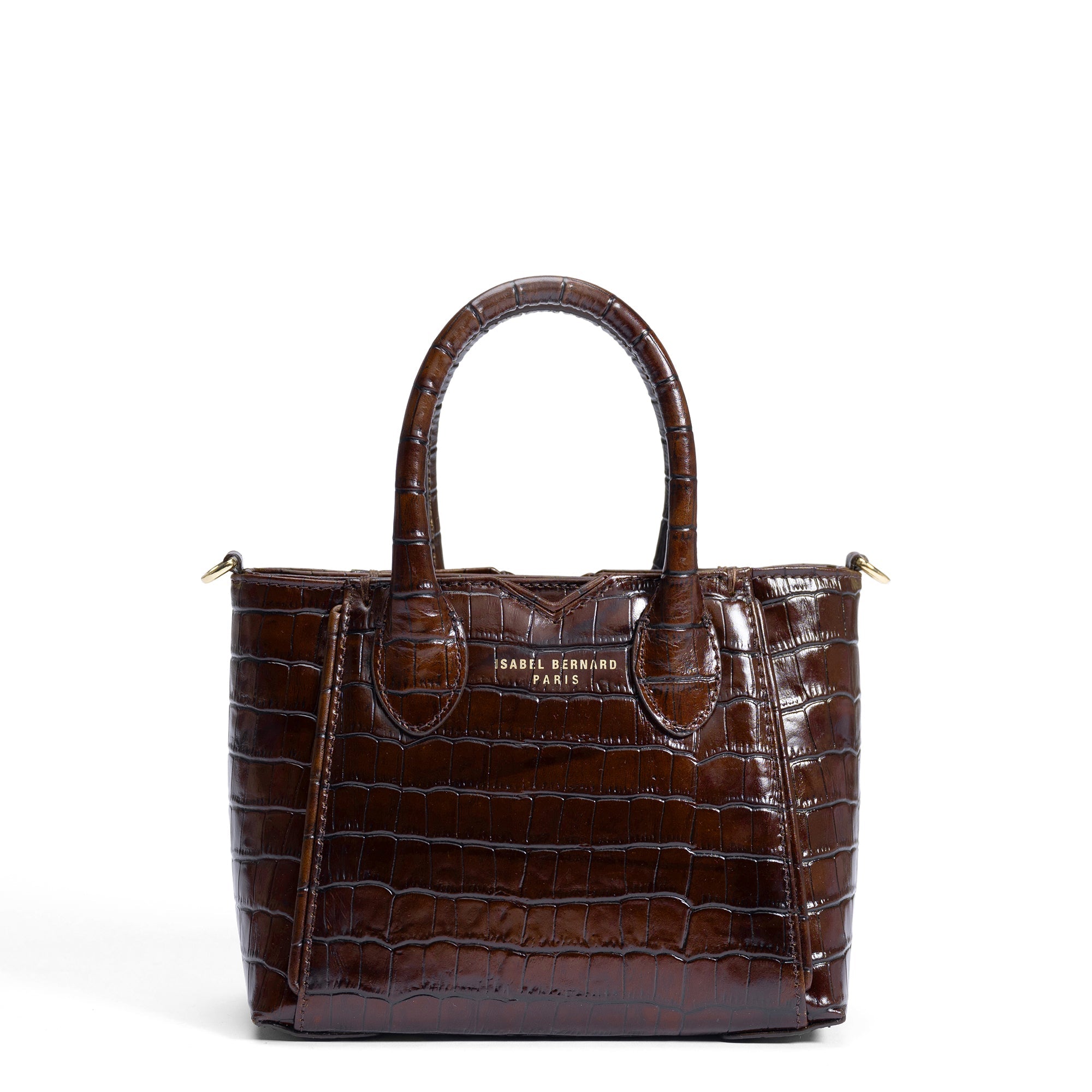 Honoré Cloe Mini croco brown calfskin leather handbag