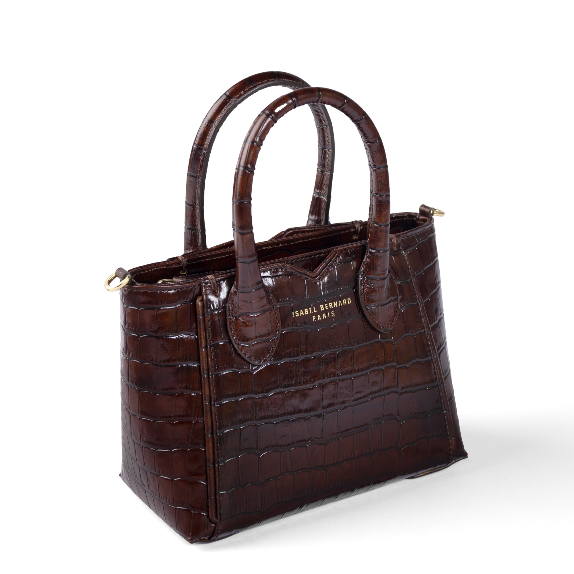 Honoré Cloe Mini croco brown calfskin leather handbag