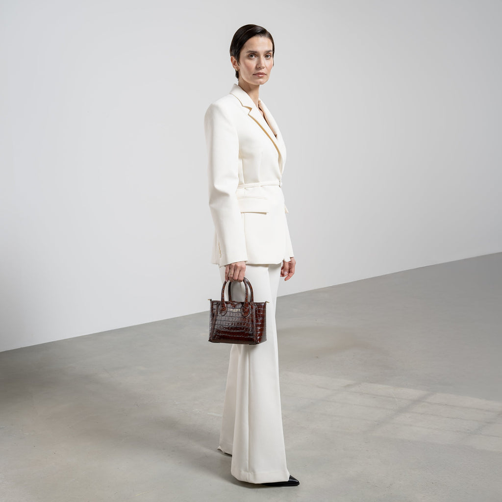 Honoré Cloe Mini croco brown calfskin leather handbag