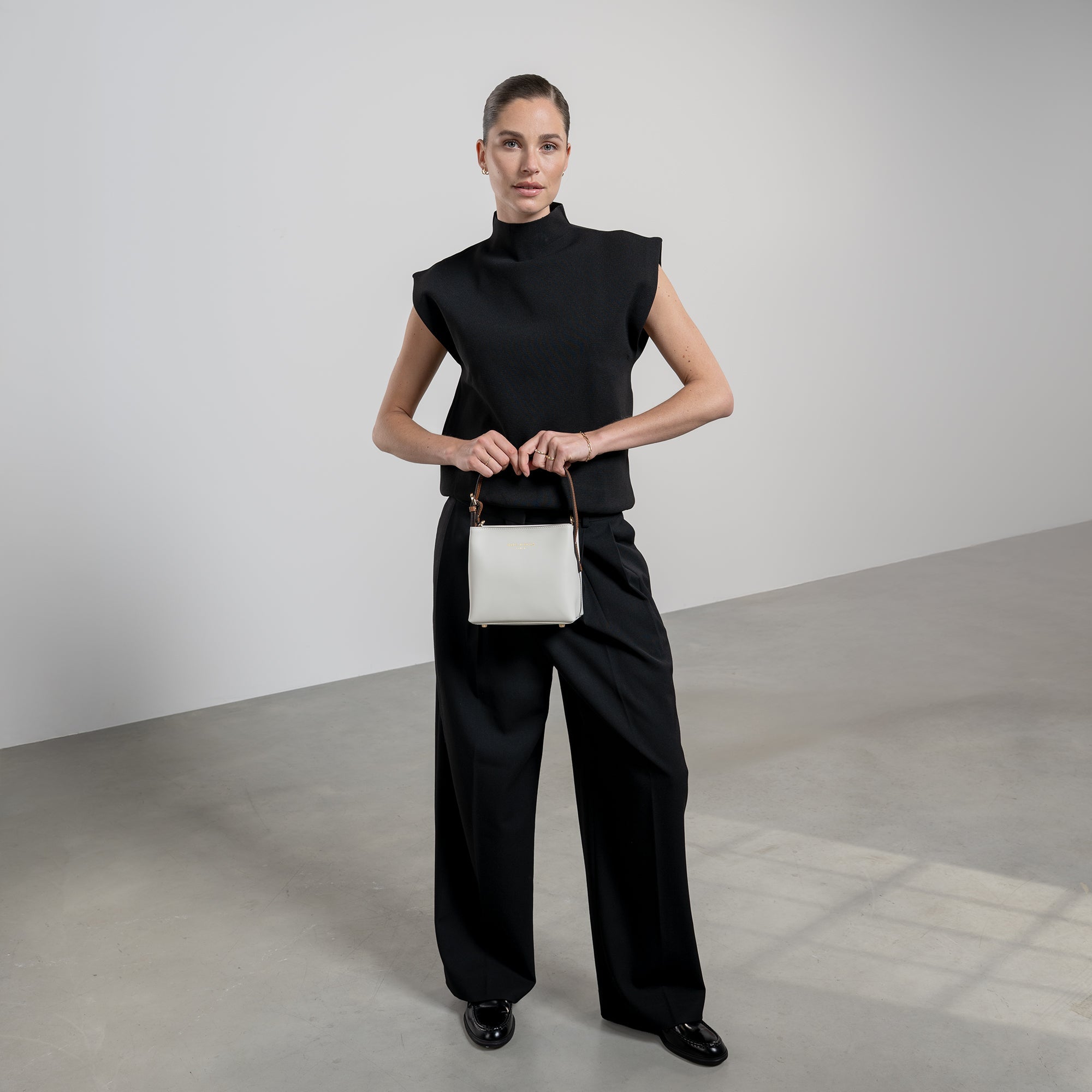 Honoré Adriane Mini white leather handbag calfskin leather