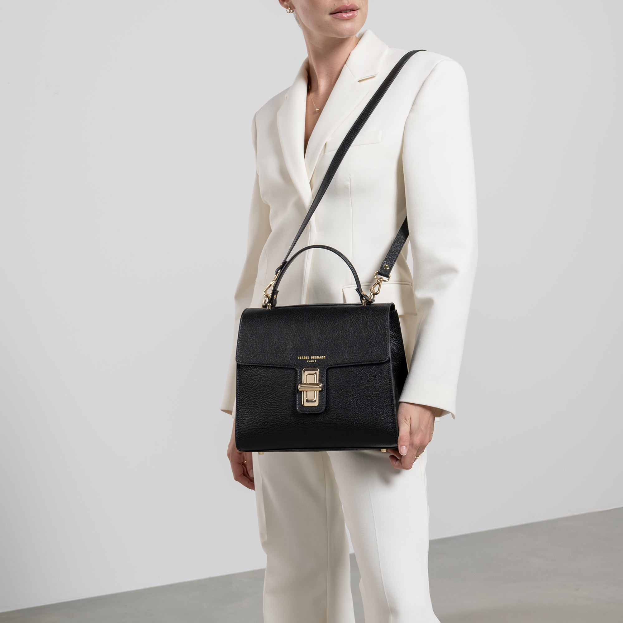 Femme Forte Simone Midi black leather handbag calfskin leather