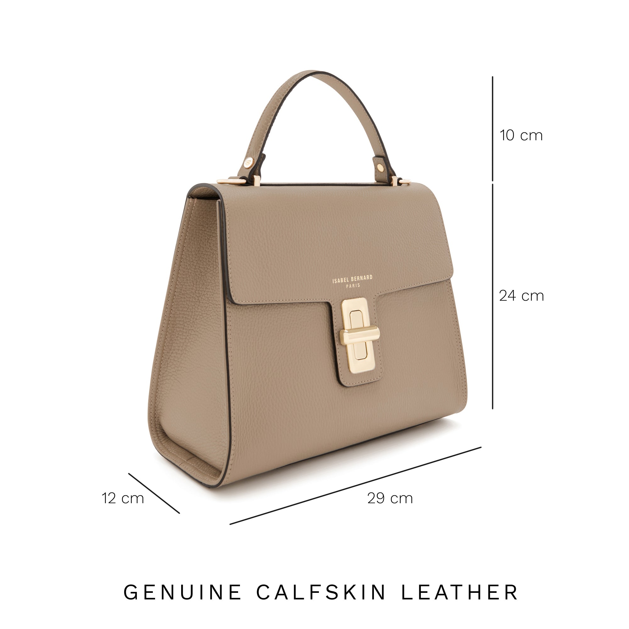 Femme Forte Simone Midi taupe leather handbag calfskin leather
