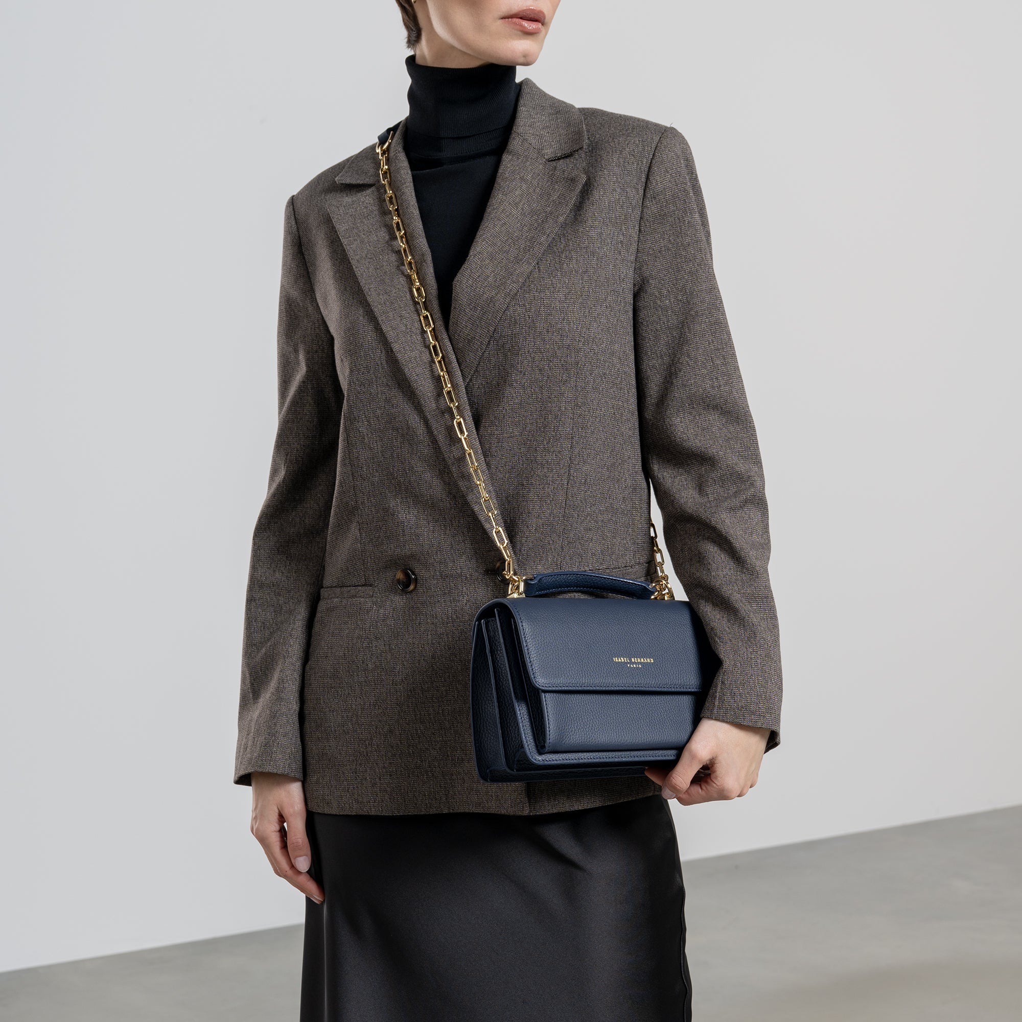 Femme Forte Valerie blue calfskin leather shoulder bag
