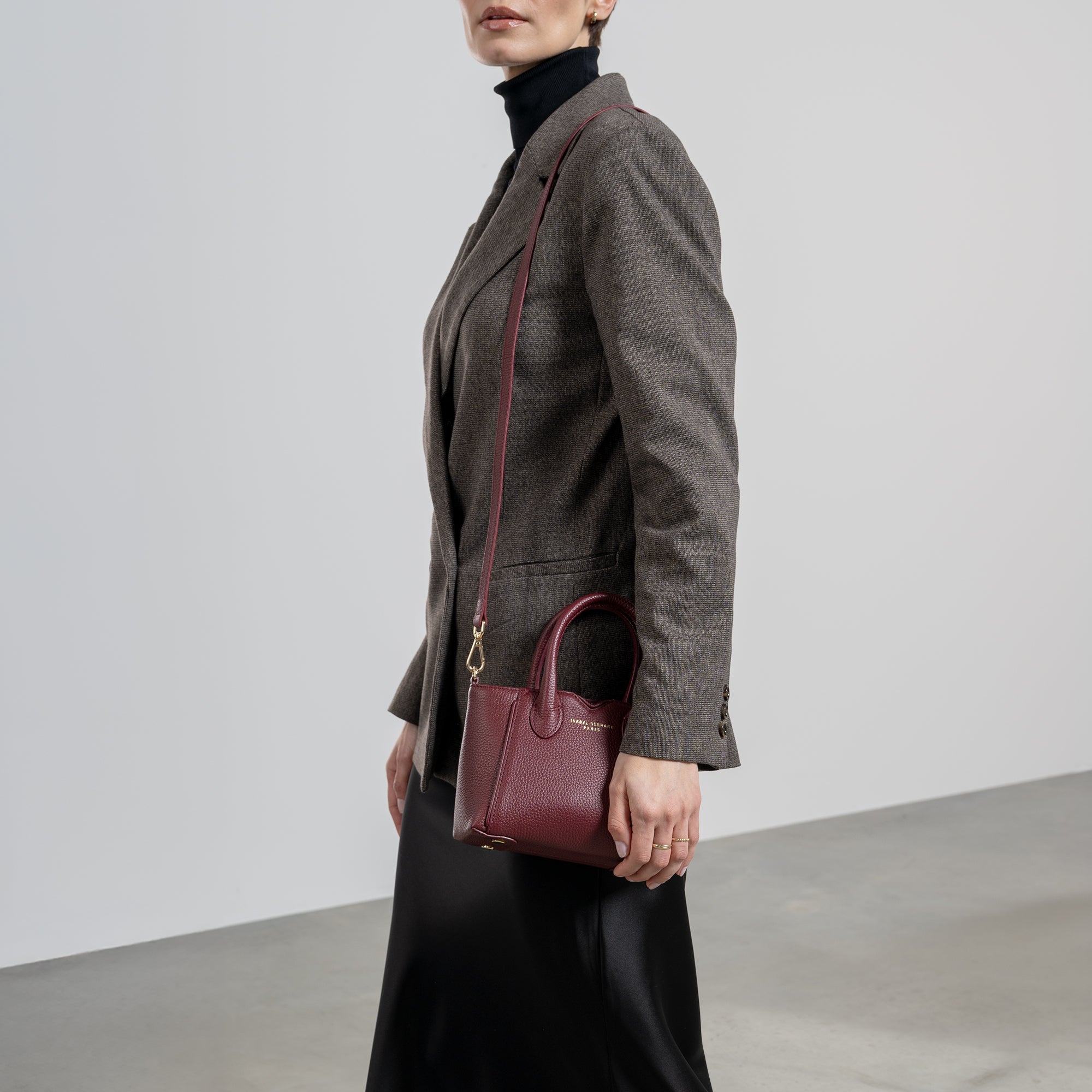 Honoré Cloe Mini bordeaux red calfskin leather handbag