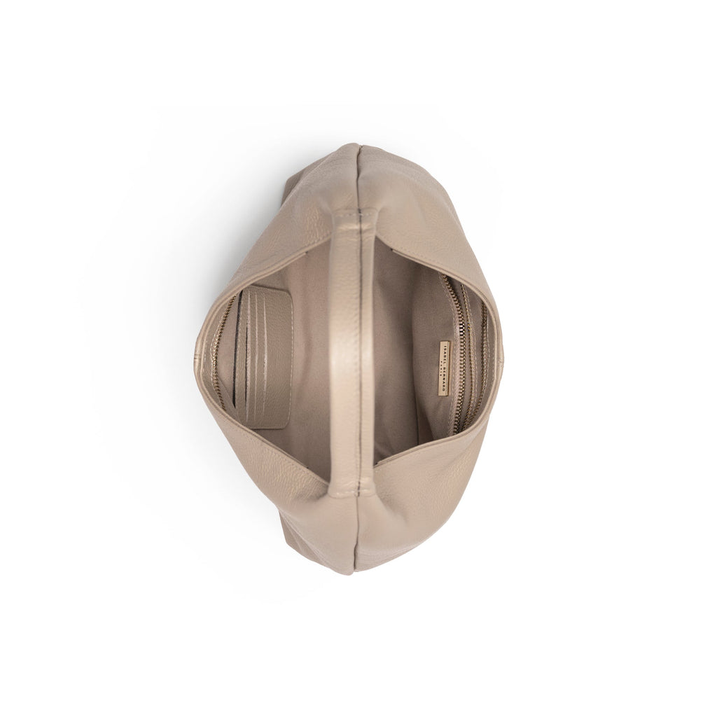 Honoré Grace mini taupe calfskin leather handbag