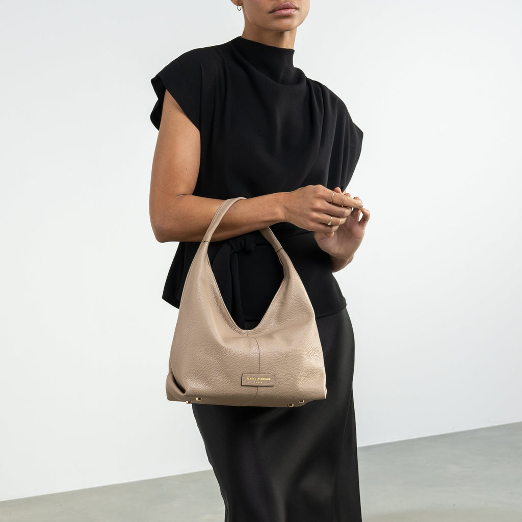 Honoré Grace mini taupe calfskin leather handbag