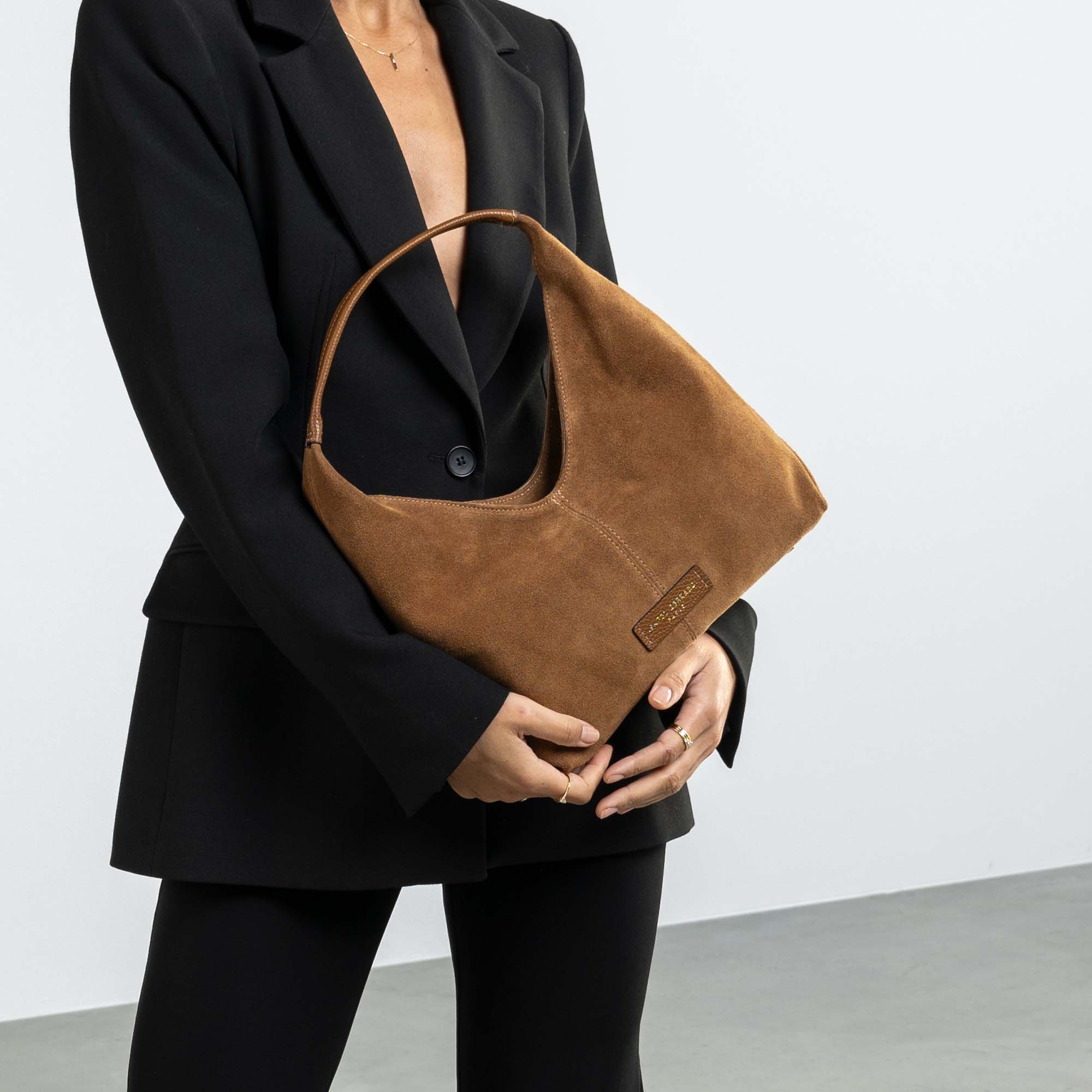Honoré Grace mini brown suede handbag