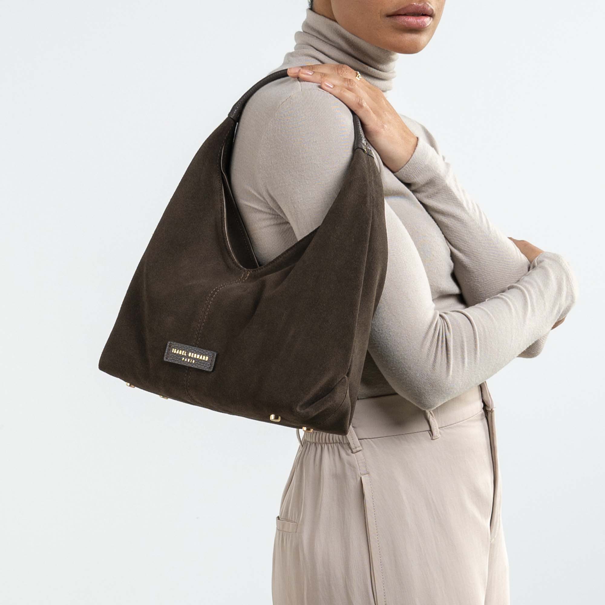 Honoré Grace mini dark brown suede handbag