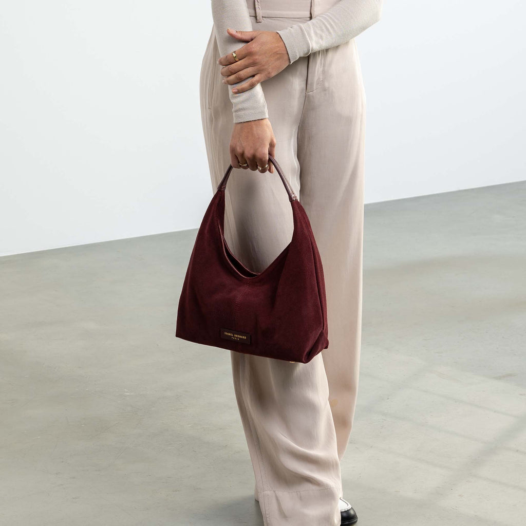 Honoré Grace mini dark bordeaux suede handbag