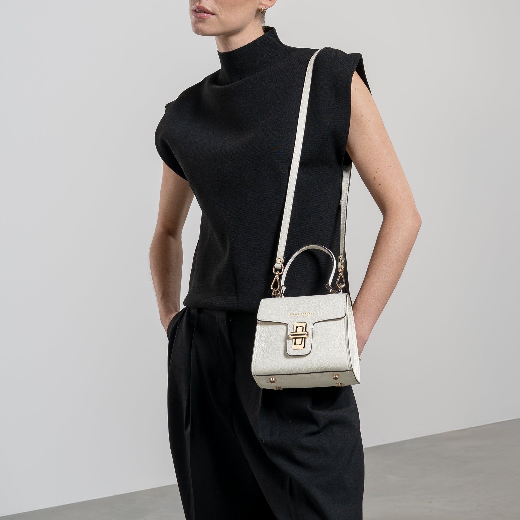 Femme Forte Simone Mini white leather handbag calfskin leather