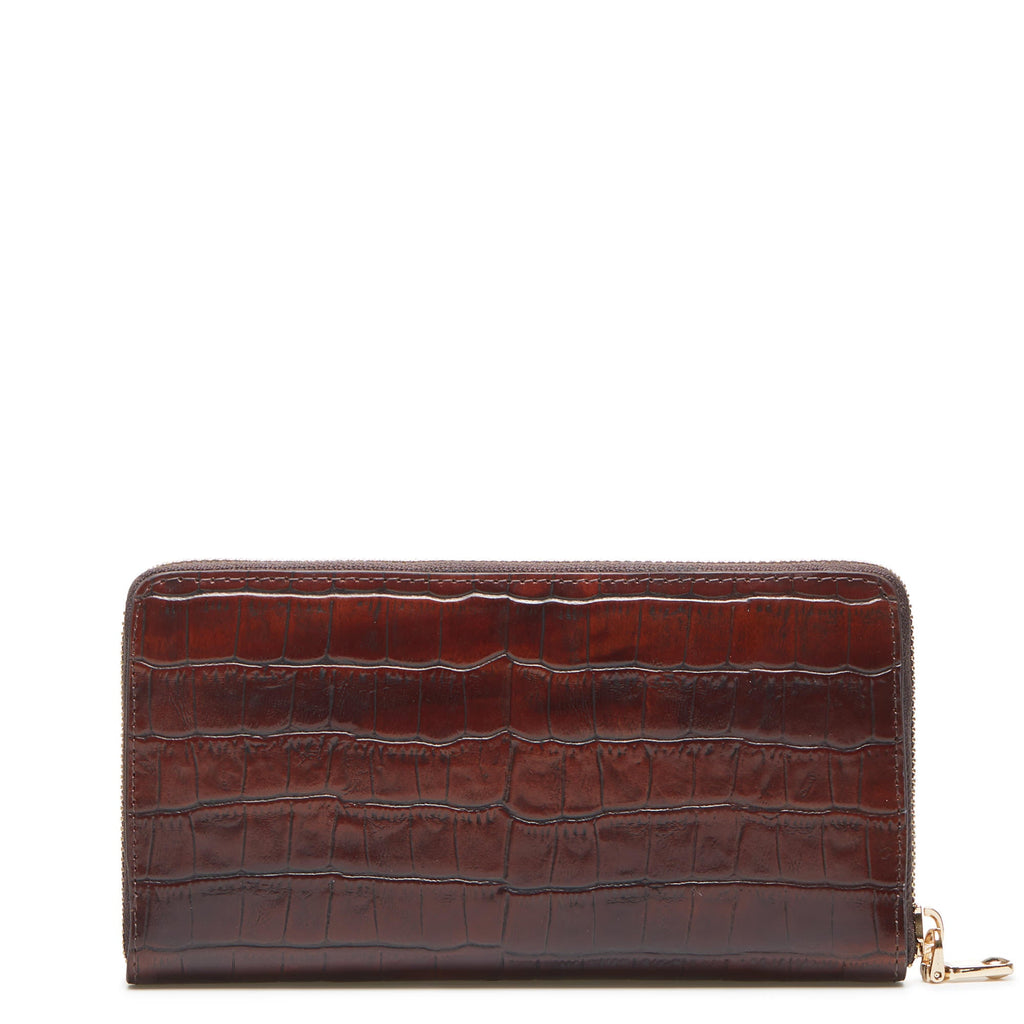 Cadeau d'Isabel croco brown calfskin leather handbag and wallet set