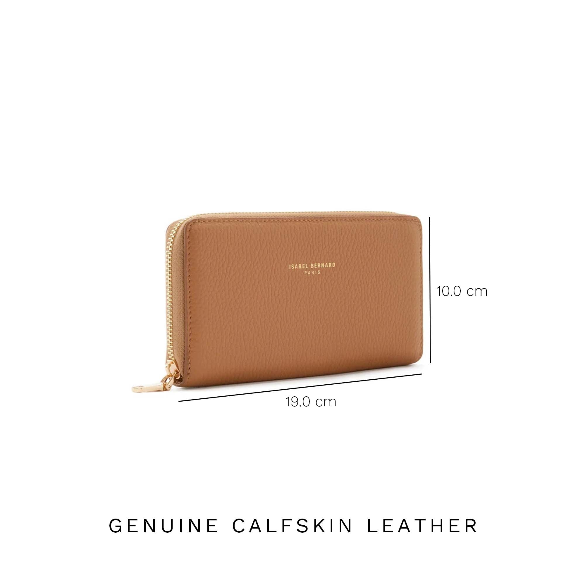 Cadeau d'Isabel camel calfskin leather handbag and wallet set