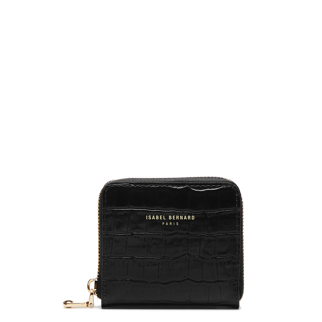 Cadeau d'Isabel croco black calfskin leather handbag and wallet set
