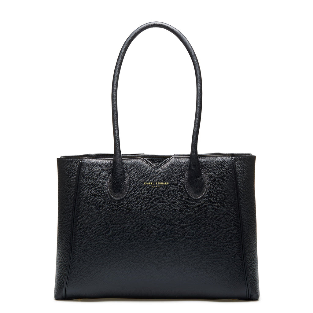 Cadeau d'Isabel black calfskin leather handbag and wallet set