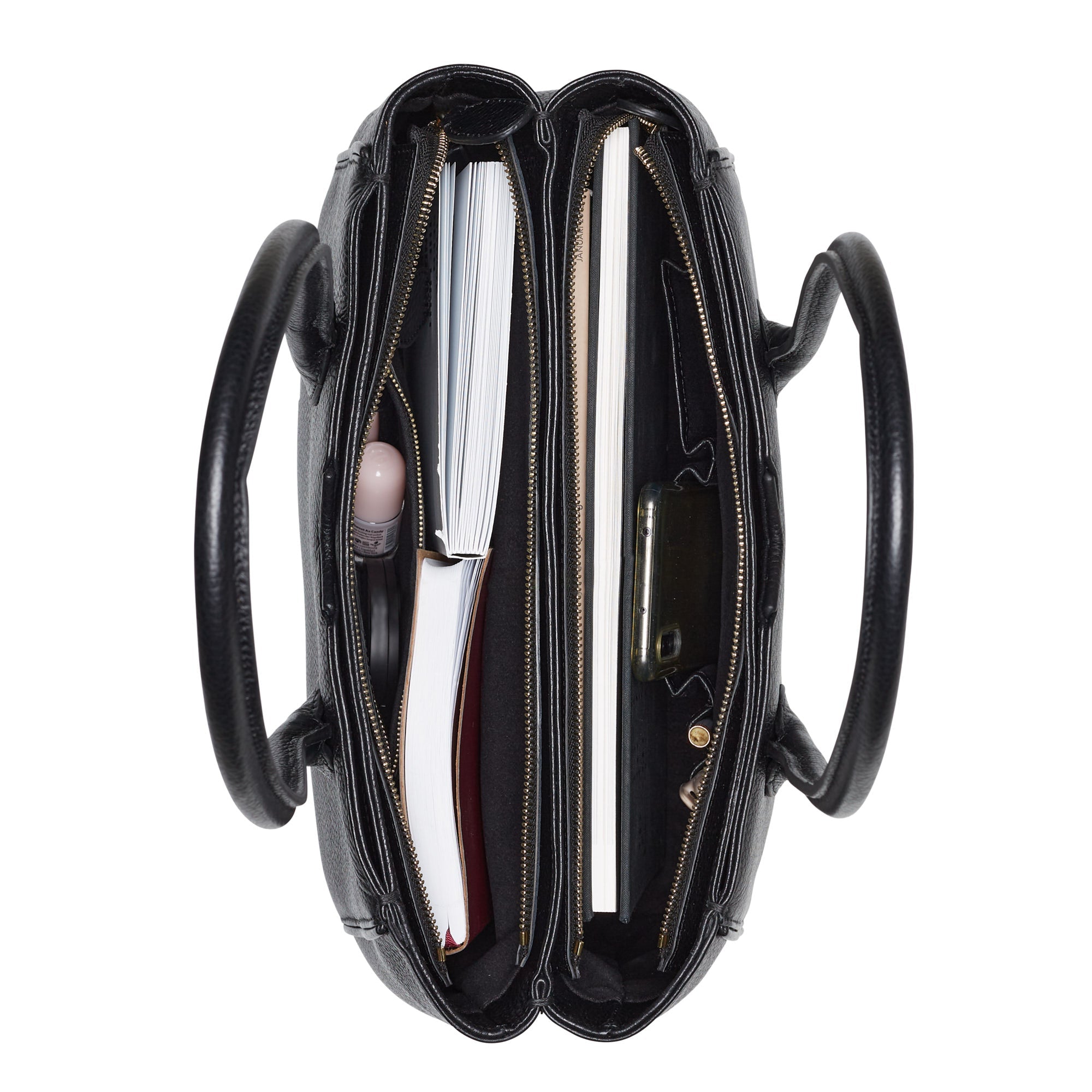Cadeau d'Isabel black calfskin leather handbag and wallet set
