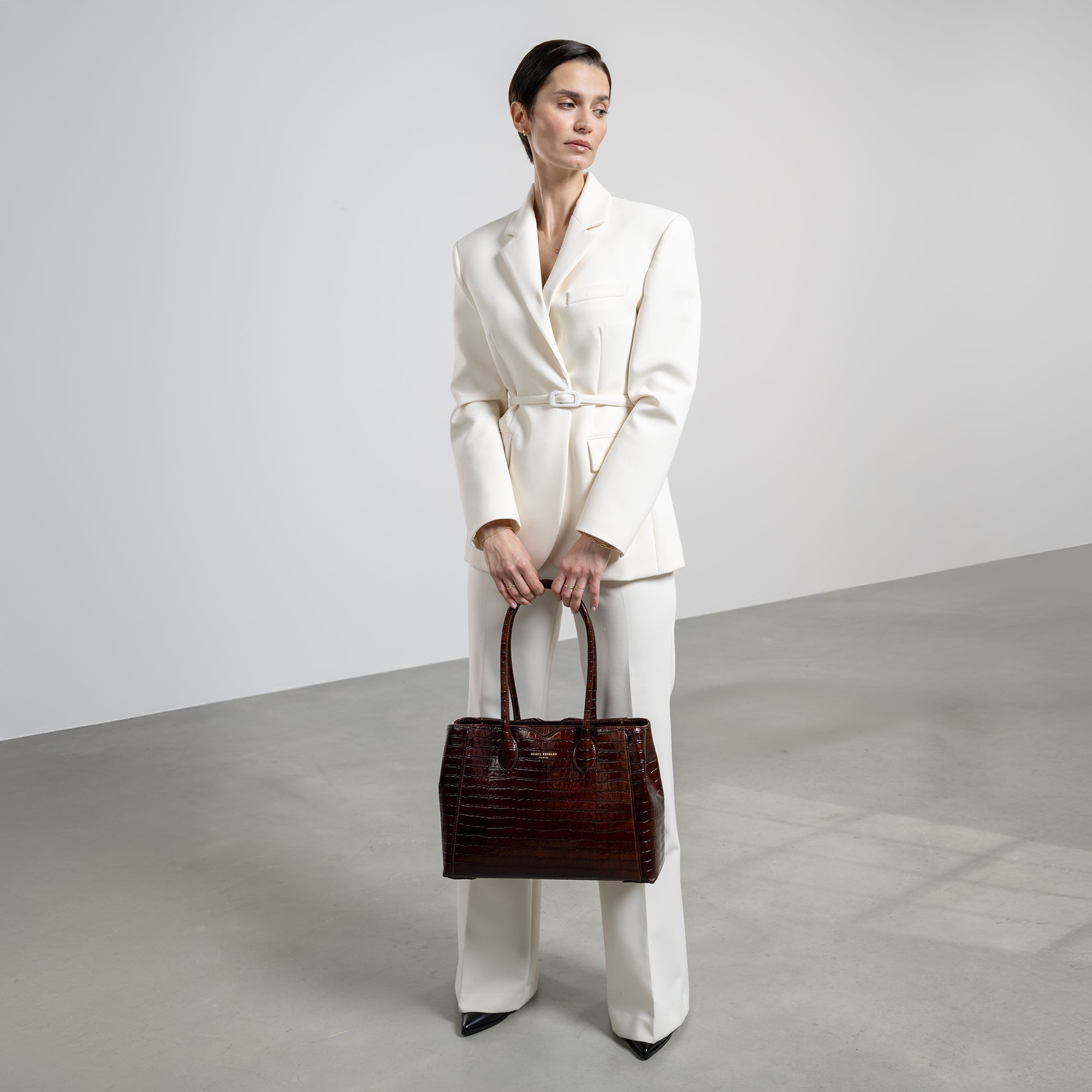 Honoré Cloe croco brown calfskin leather handbag