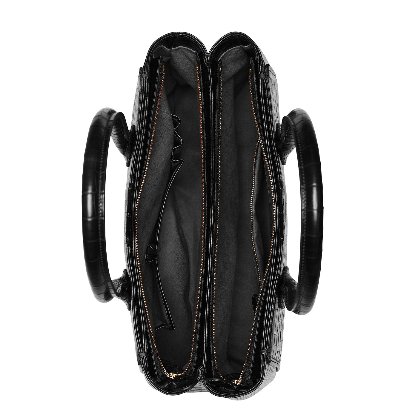 Cadeau d'Isabel croco black calfskin leather handbag and wallet set