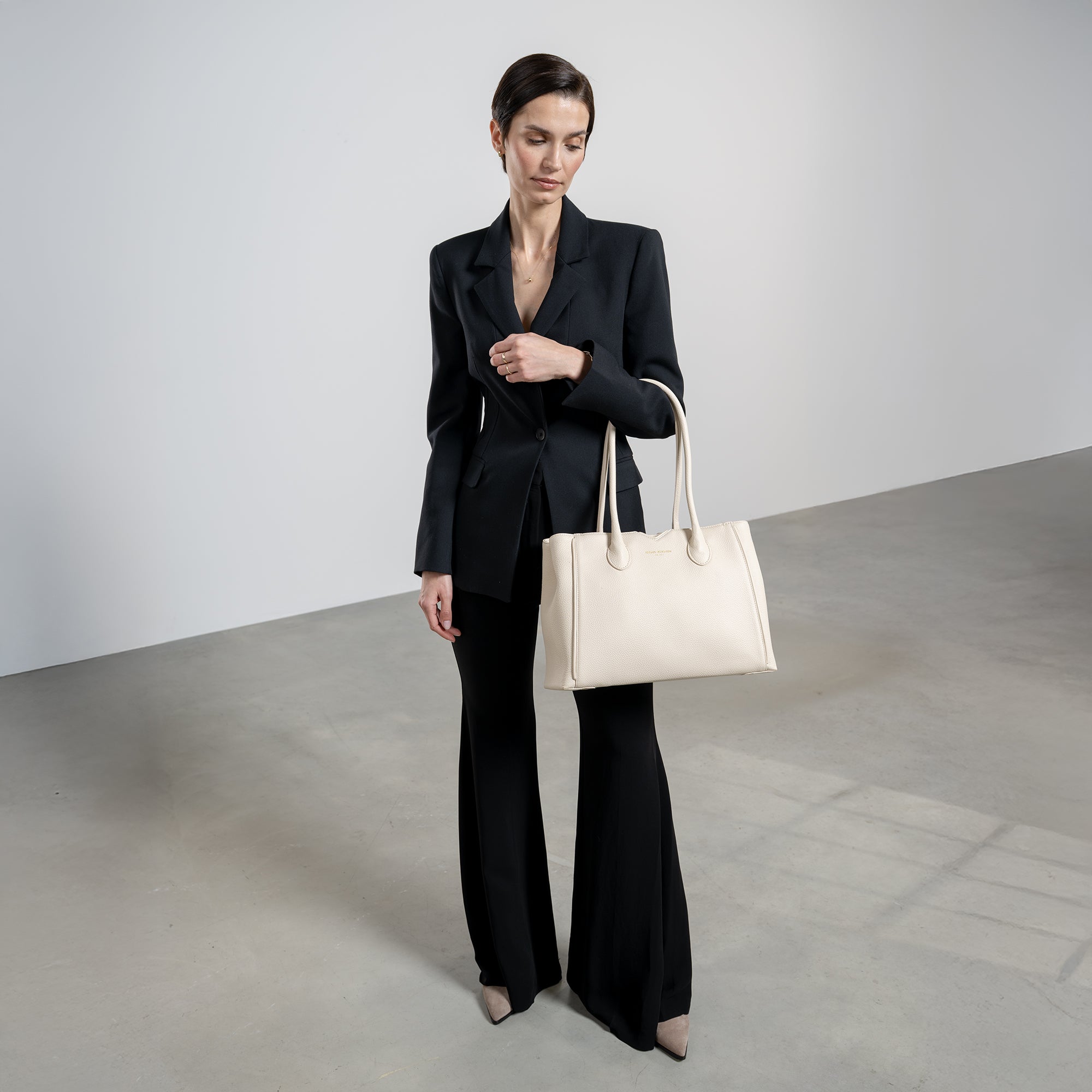 Honoré Cloe cream calfskin leather handbag