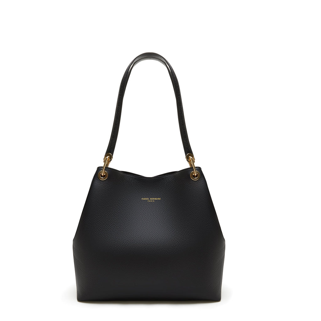 Cadeau d'Isabel black calfskin leather shoulder bag and wallet set