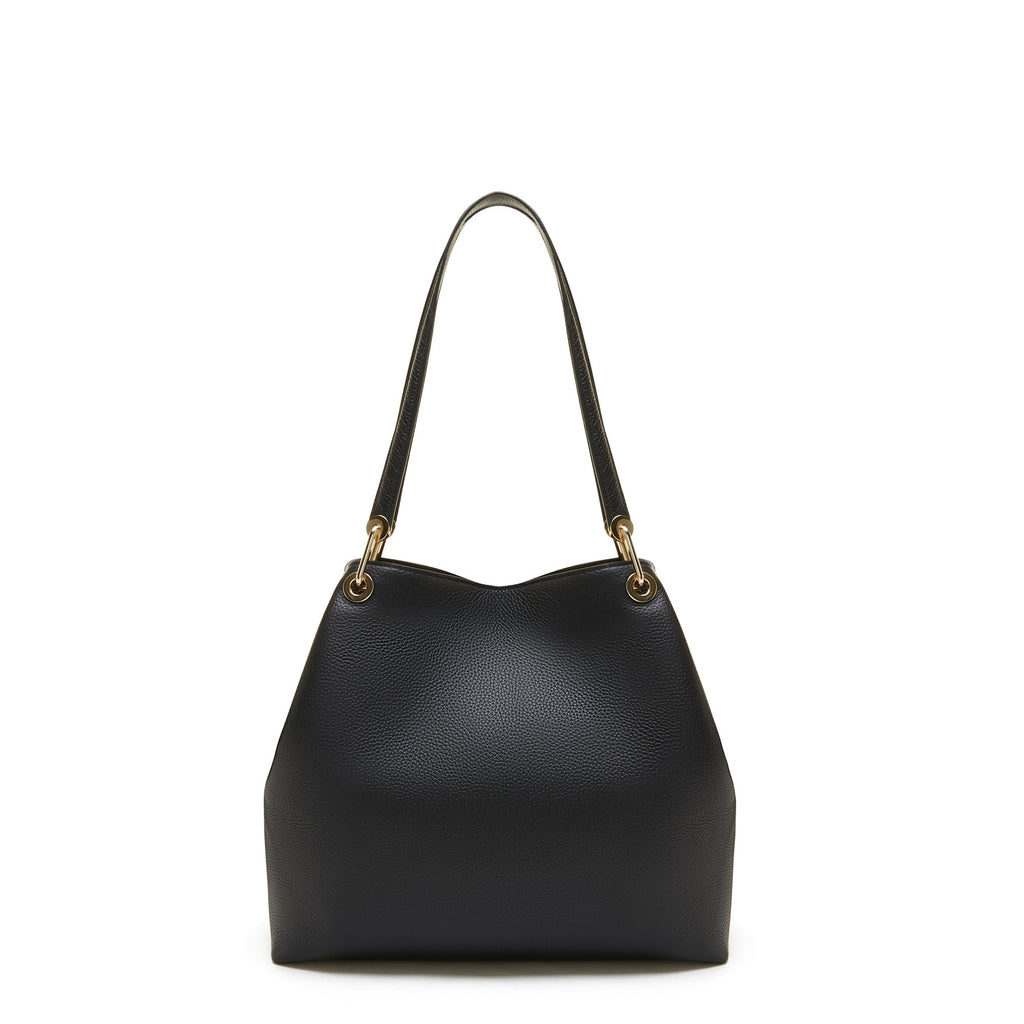 Cadeau d'Isabel black calfskin leather shoulder bag and wallet set