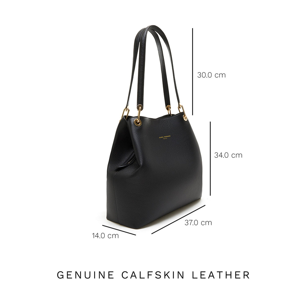 Cadeau d'Isabel black calfskin leather shoulder bag and wallet set
