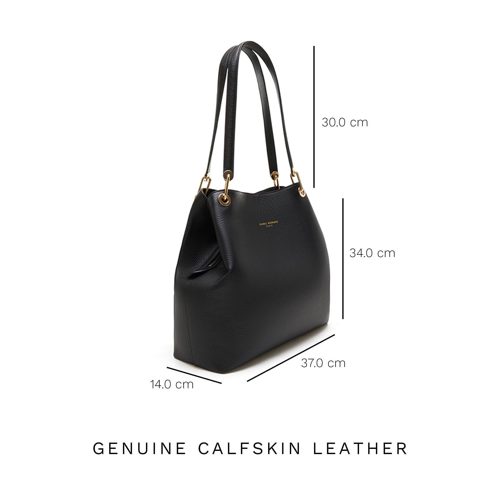 Cadeau d'Isabel black calfskin leather shoulder bag and wallet set
