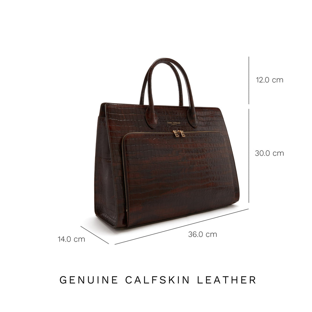 Cadeau d'Isabel croco brown calfskin leather handbag and wallet set