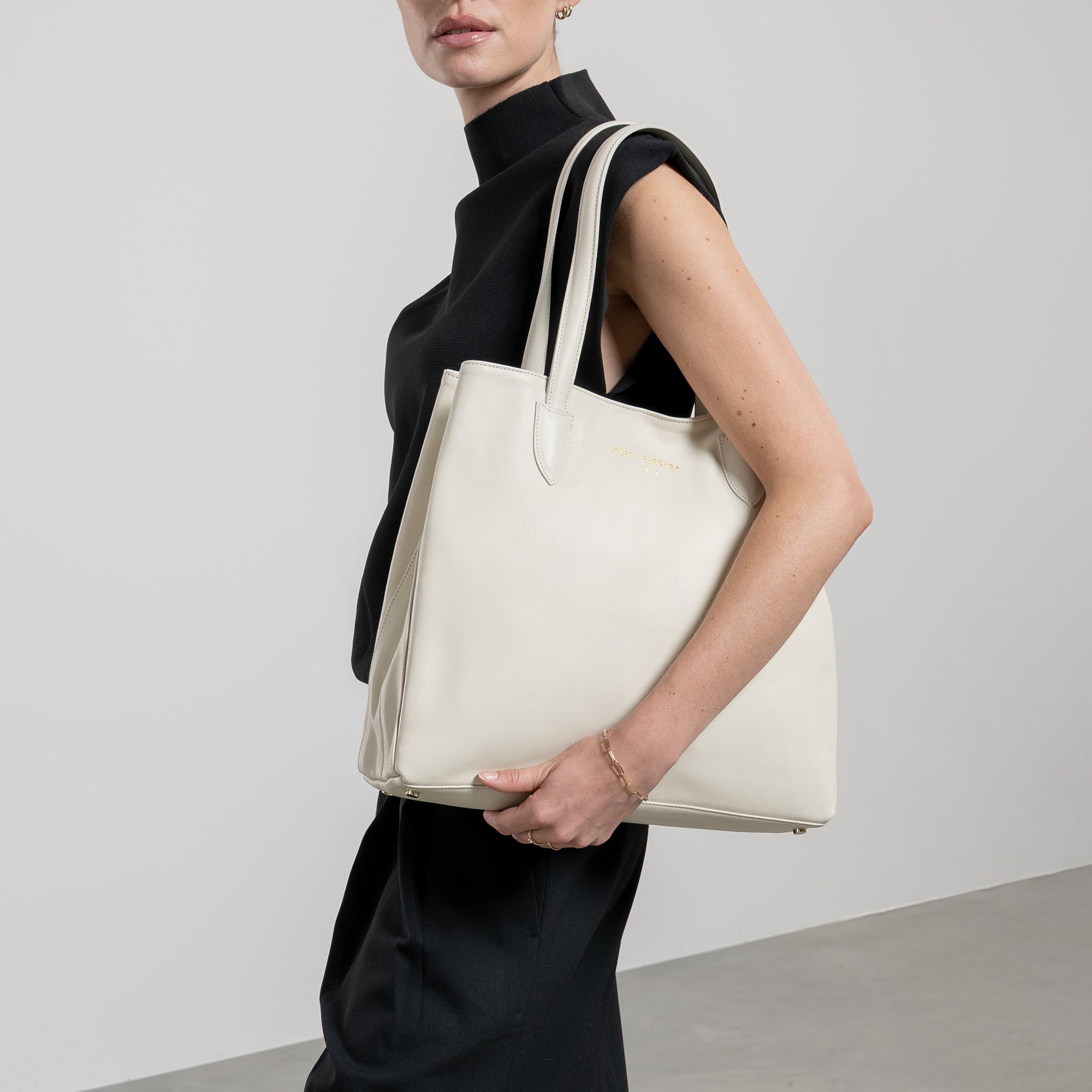 Honoré Francine cream calfskin leather shopper