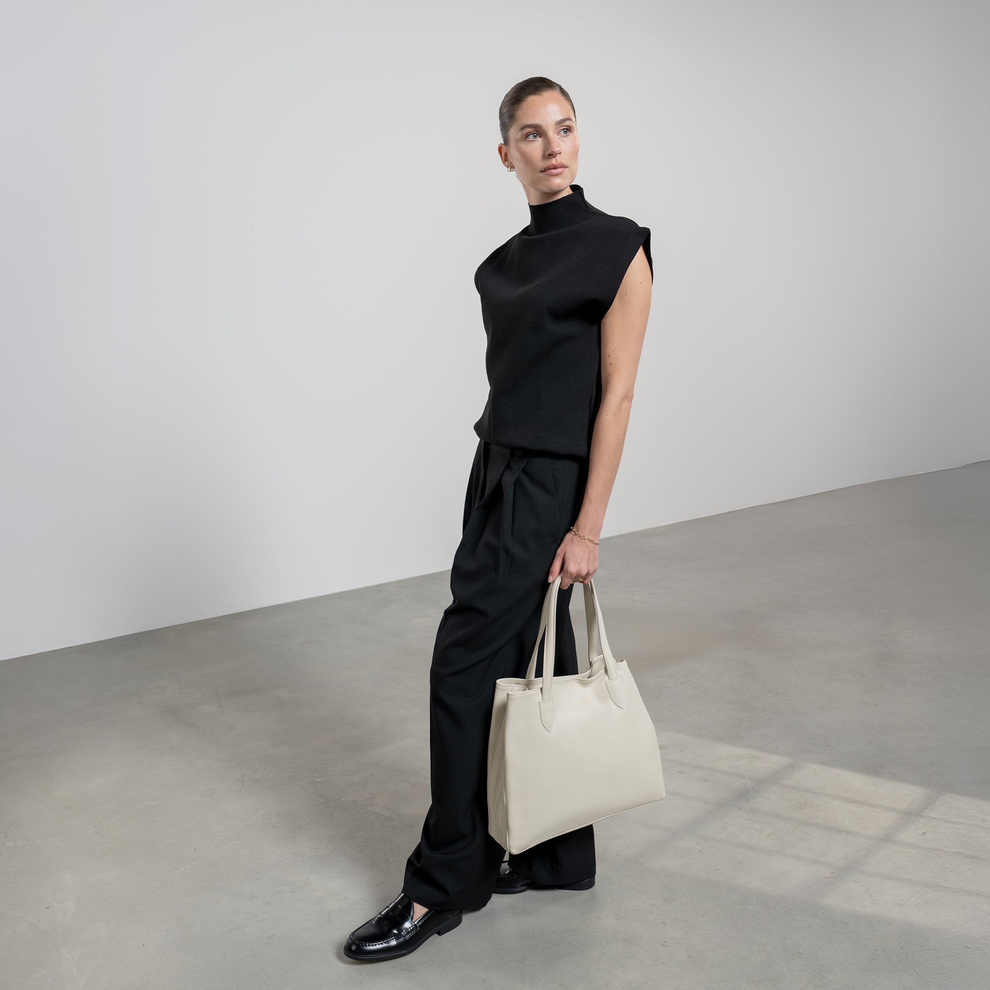 Honoré Francine cream calfskin leather shopper