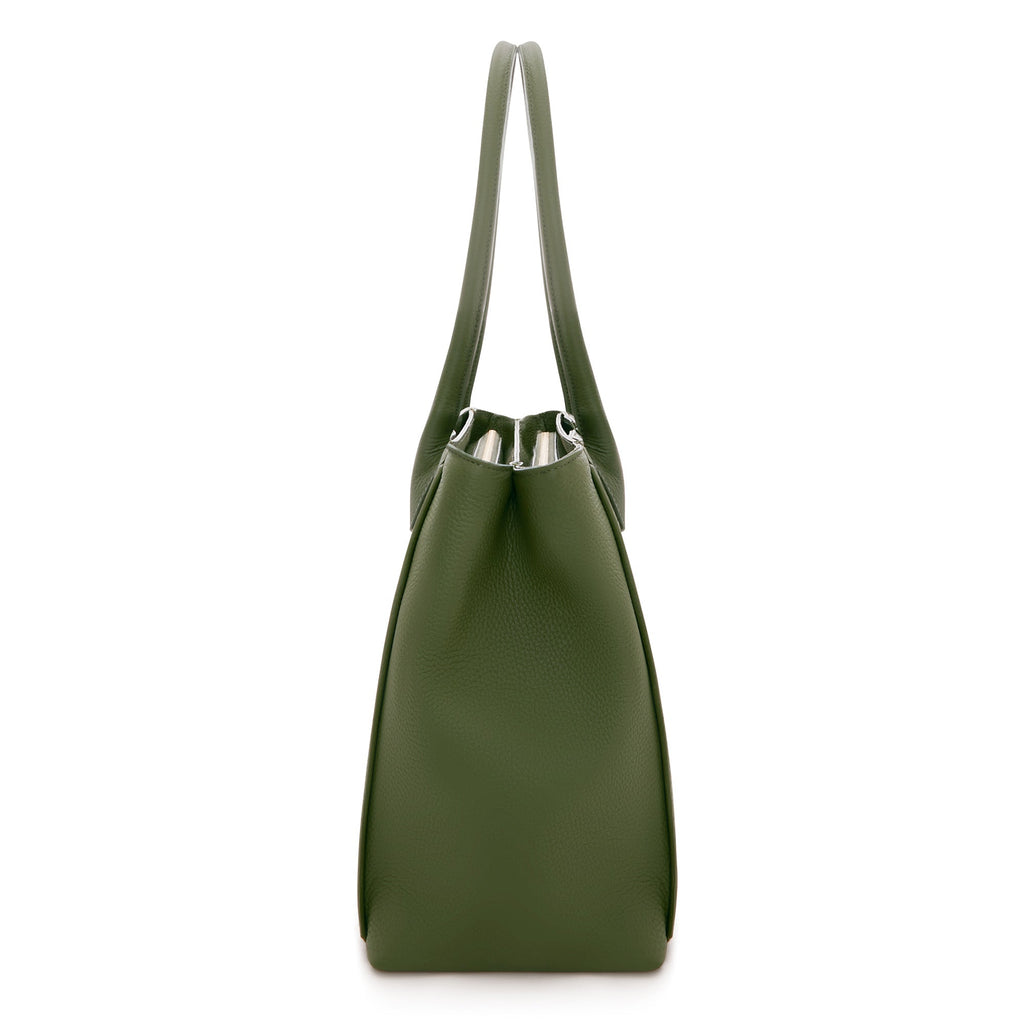 Cadeau d'Isabel green calfskin leather handbag and wallet set
