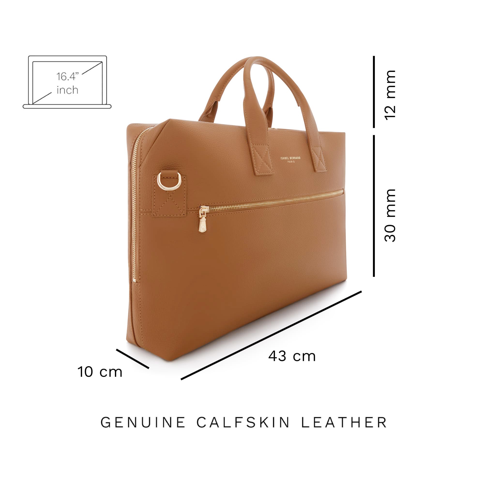 Cadeau d'Isabel camel calfskin leather handbag and wallet set