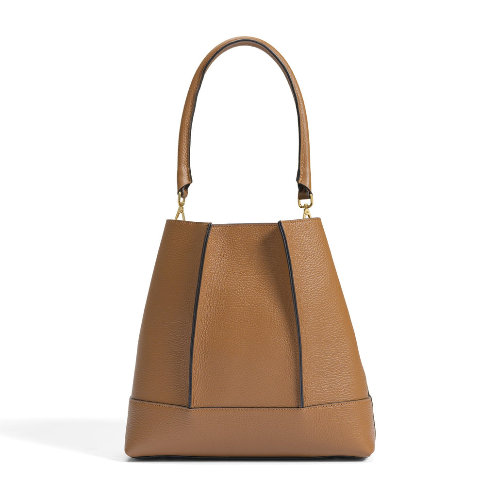 Femme Forte Macie cognac calfskin leather shoulder bag